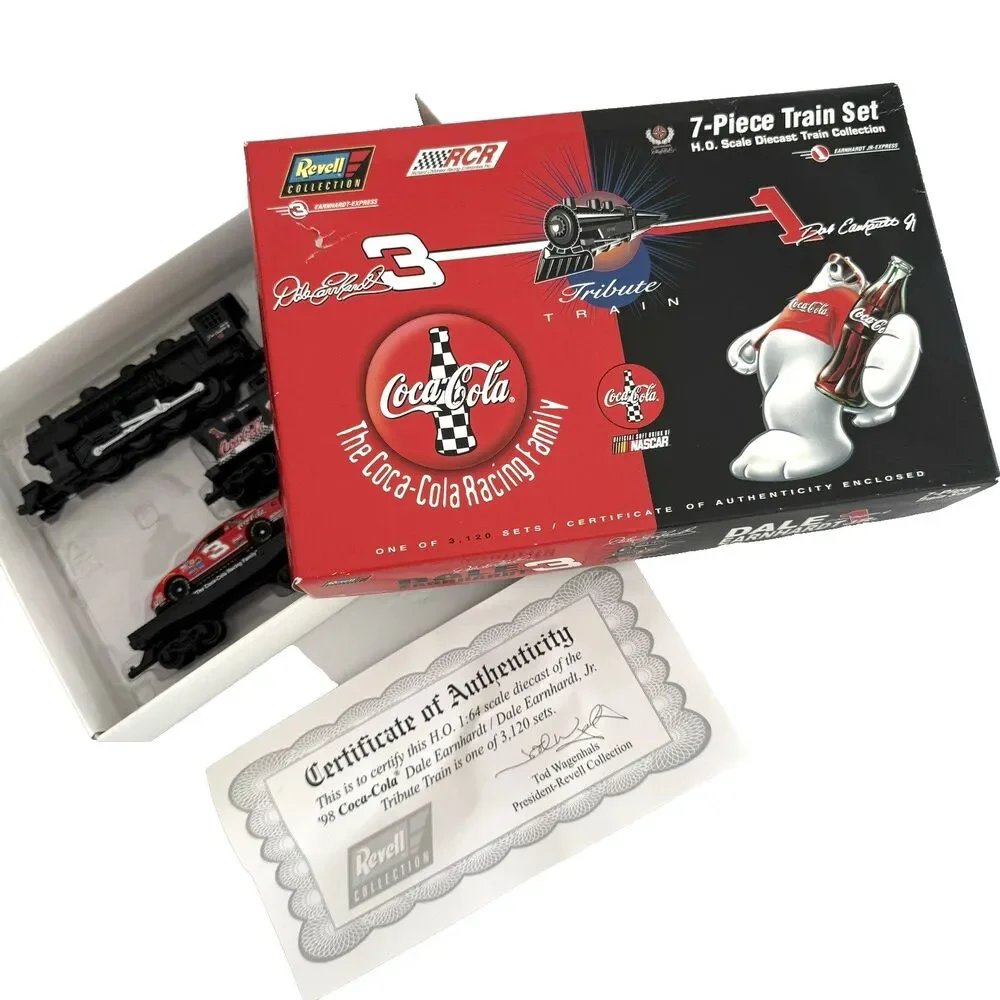1998 Dale Earnhardt Dale Jr Coca Cola Coke Nascar 7pc HO Train Set Collectible